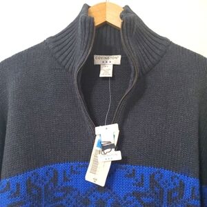 Covington Gray Blue Nordic Knit Half Zip Sweater Mens XL NEW